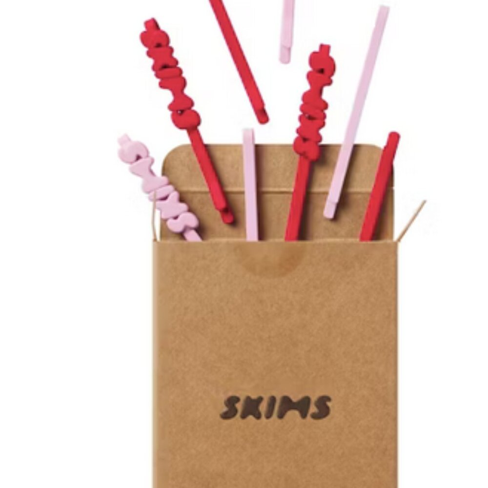 SKIMS logo bobby pin 6-pack bubble gum and cayenne